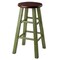 Contemporary Home Living 24” Rustic Green Round Counter Stool with Walnut Seat